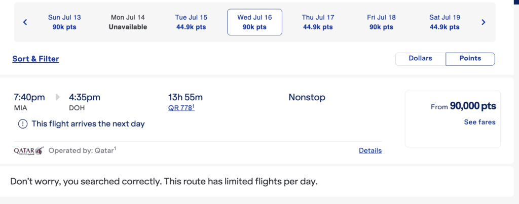 a screenshot of a flight schedule